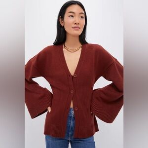 WeWoreWhat Chestnut Cinched Waist Cardigan